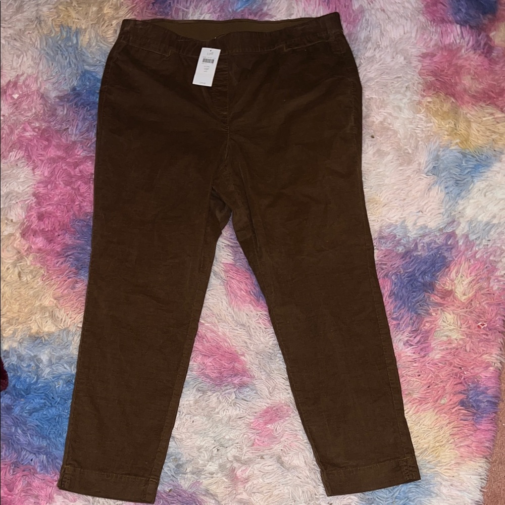 J.Jill Tapered Ankle Pants size 16 petite Acorn brown Elastic Waist NWT